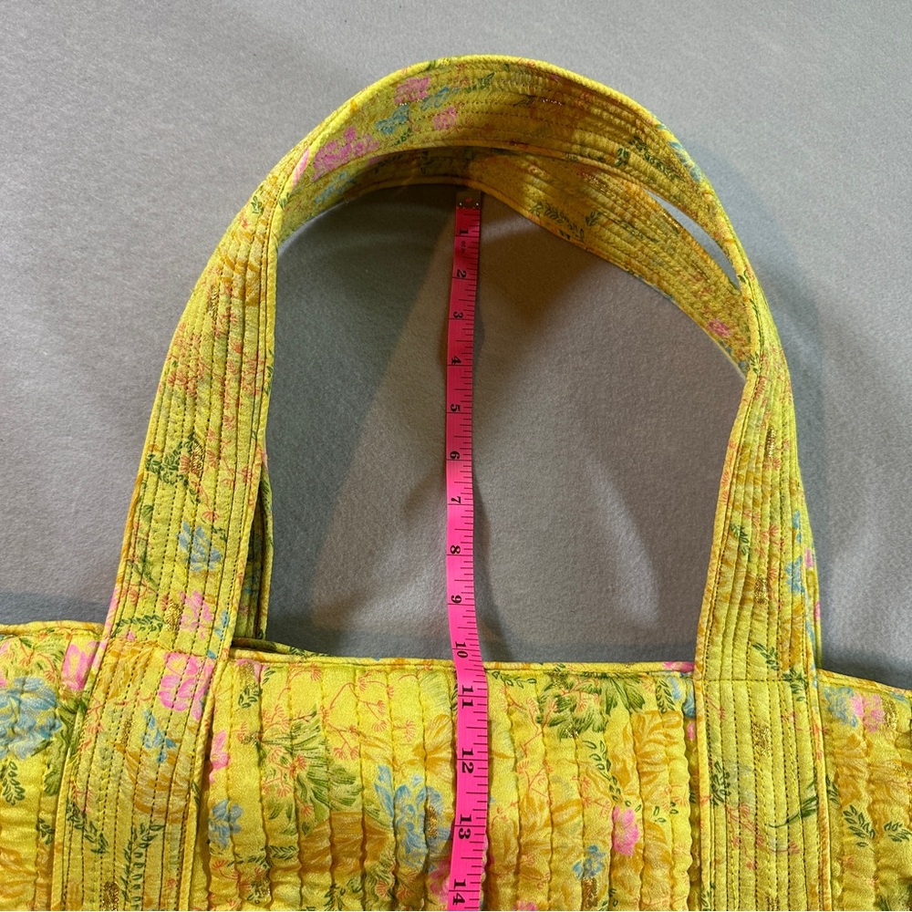 Anthropologie Sissel Edelbo Yellow Quilted Floral Tote - Picture 5 of 16